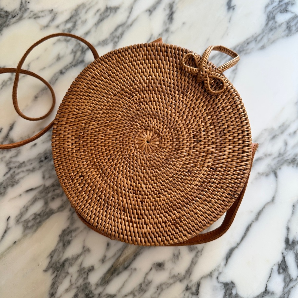 Round Woven Tan Bag